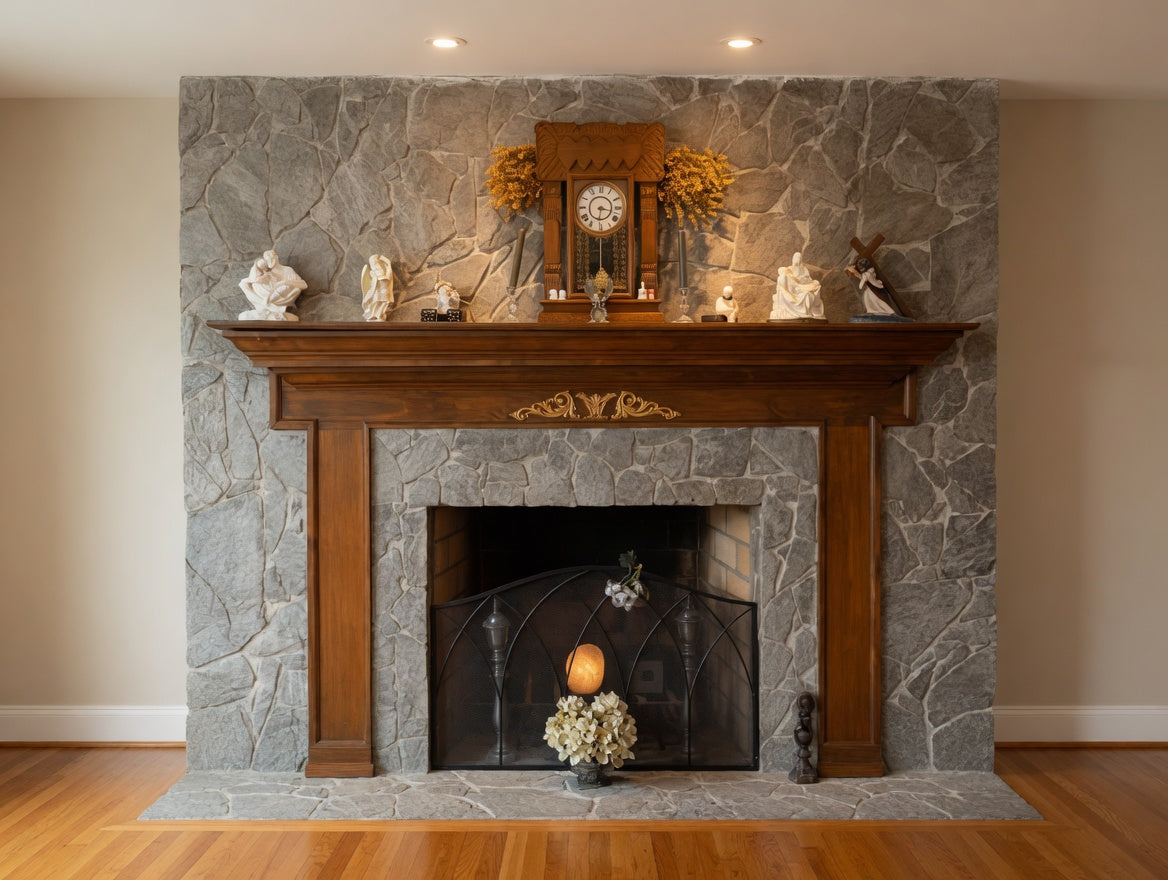 Custom Order - Ornate Solid Wood Fireplace Mantel - Vintage Style Carved Mantel Shelf = Available by Custom Order, contact me,