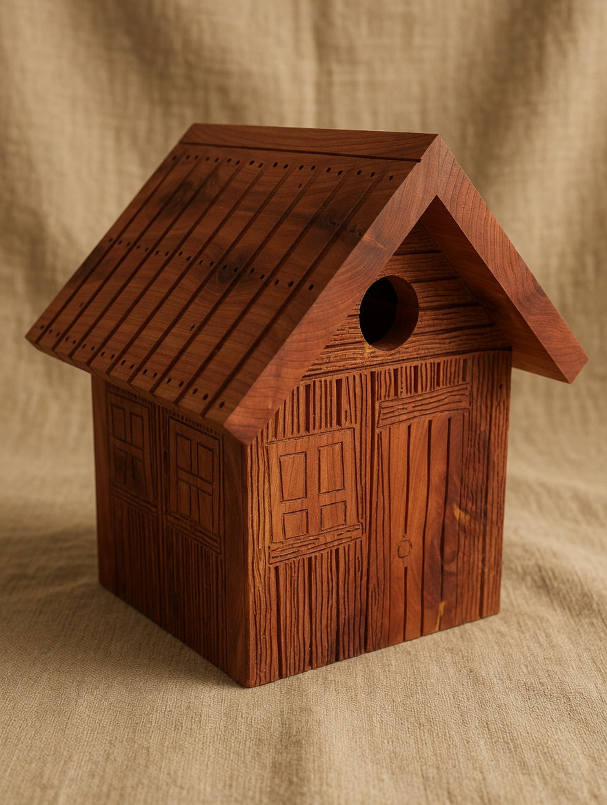Handmade Wooden Birdhouse 9.125x9.75x10.75" - Rustic Cedar Bird House Garden Decor