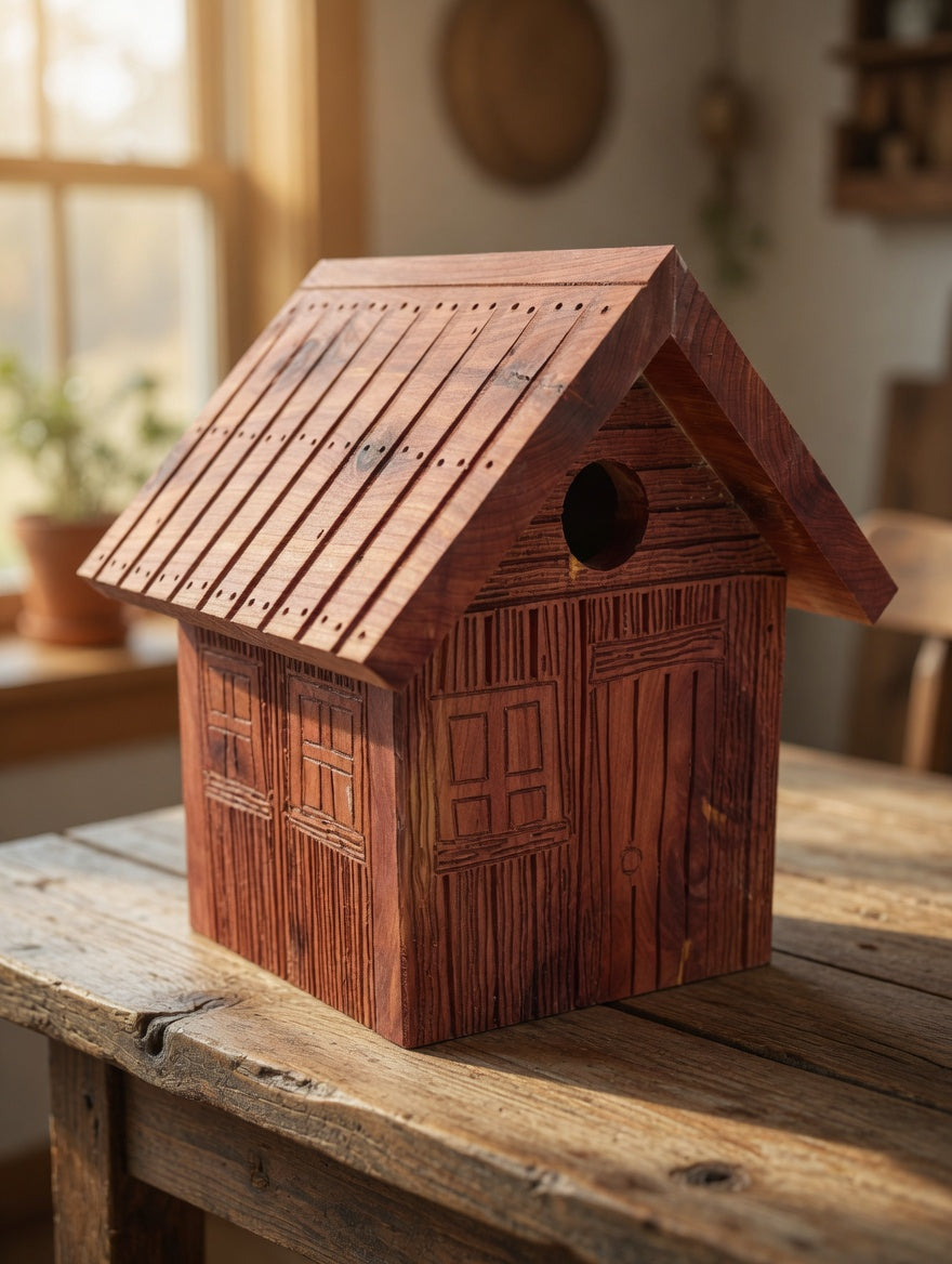 Handmade Wooden Birdhouse 9.125x9.75x10.75" - Rustic Cedar Bird House Garden Decor