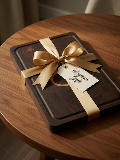 Custom Walnut End Grain Cutting Board with Maple Inlay – Personalized Letter or Monogram