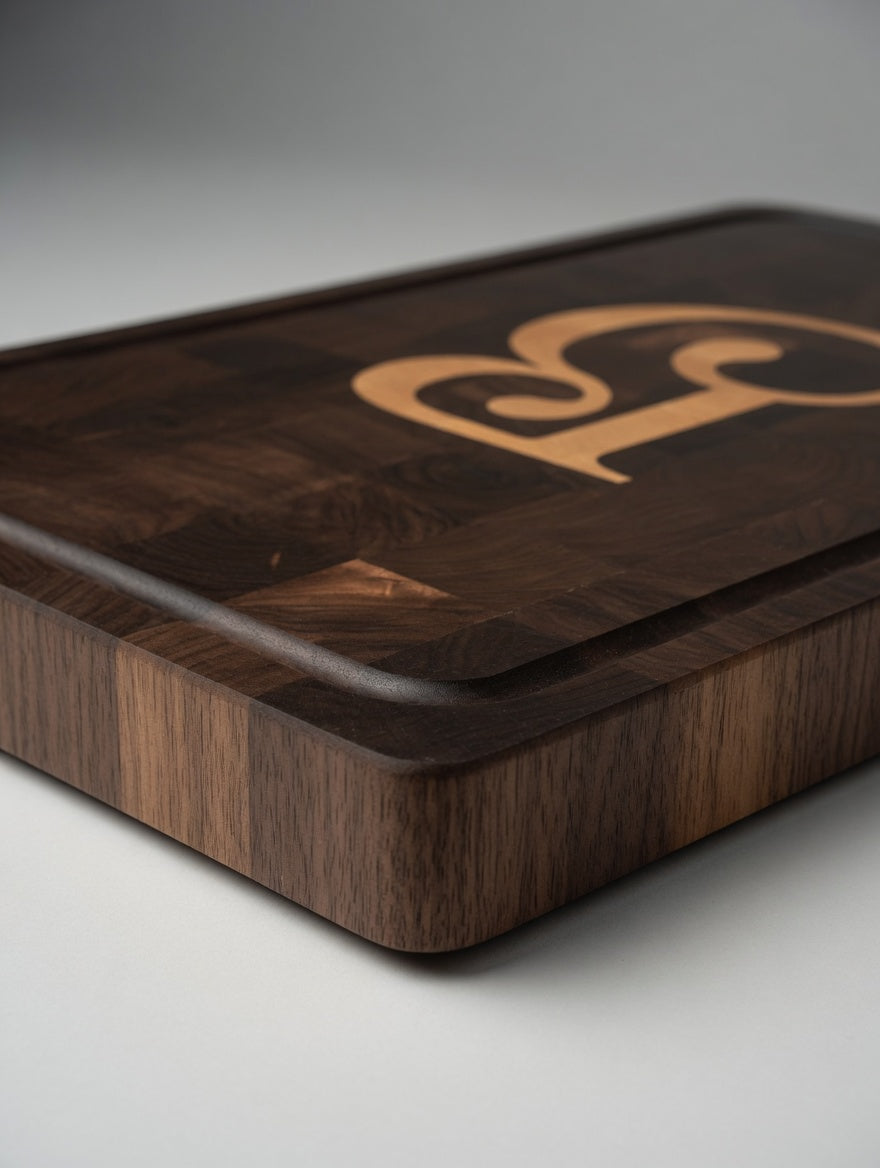 Custom Walnut End Grain Cutting Board with Maple Inlay – Personalized Letter or Monogram