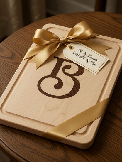 Custom Maple End Grain Cutting Board with Walnut Inlay – Personalized Letter or Monogram (Copy)