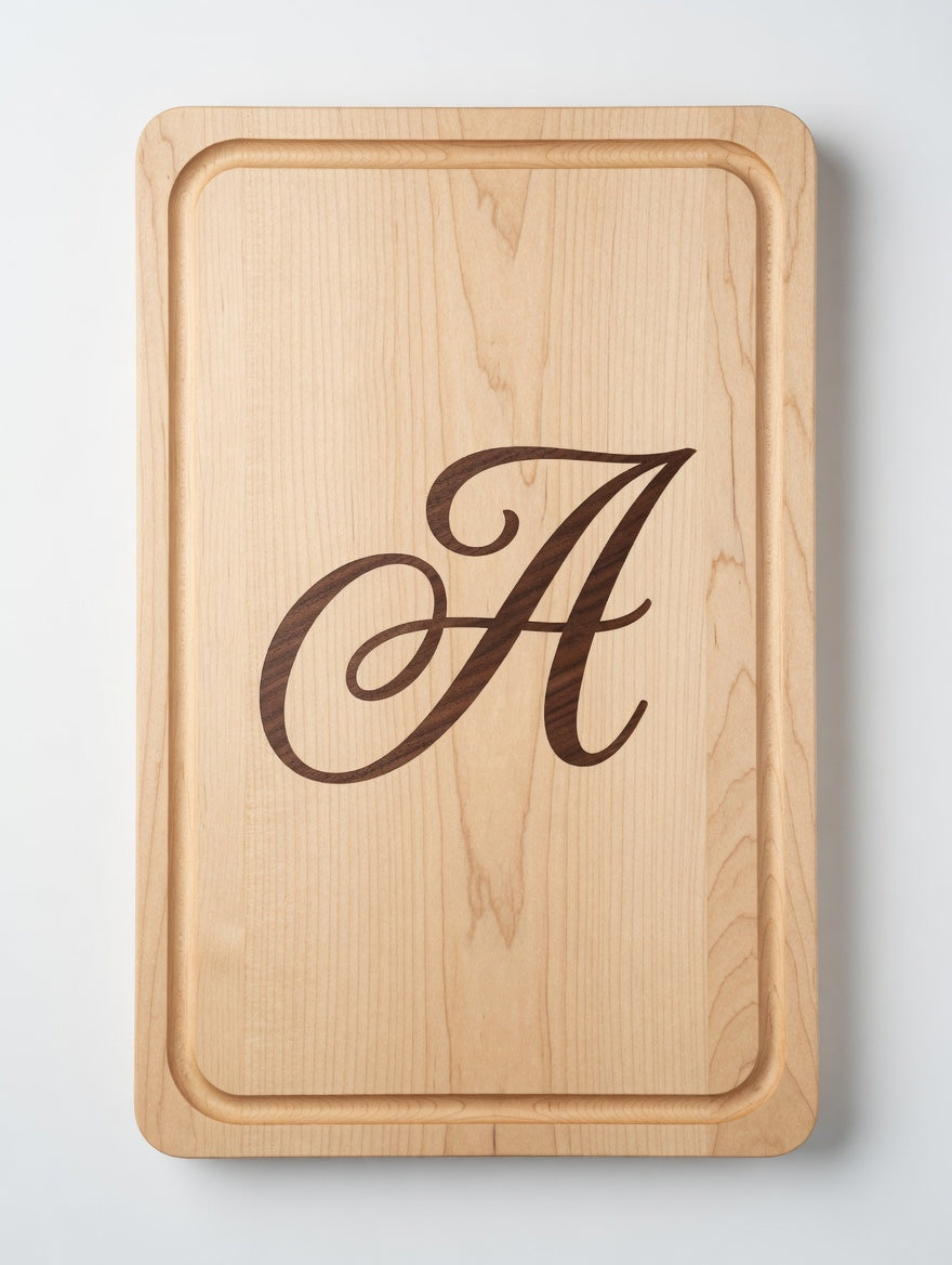 Custom Maple End Grain Cutting Board with Walnut Inlay – Personalized Letter or Monogram (Copy)