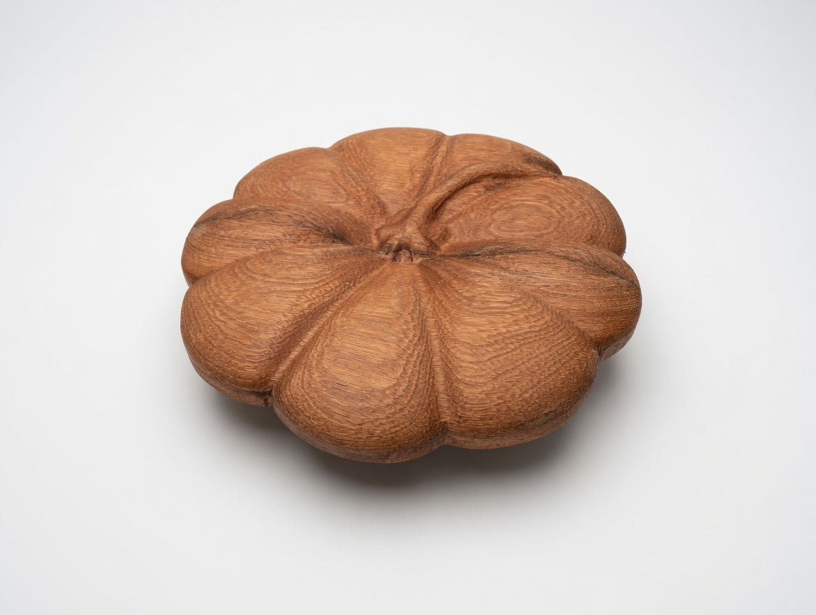 Hand-Carved Wooden Pumpkin Pie Plate & Lid | Rustic Serving Dish, Artisan Wood Turned Pie Keeper