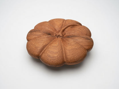 Hand-Carved Wooden Pumpkin Pie Plate & Lid | Rustic Serving Dish, Artisan Wood Turned Pie Keeper