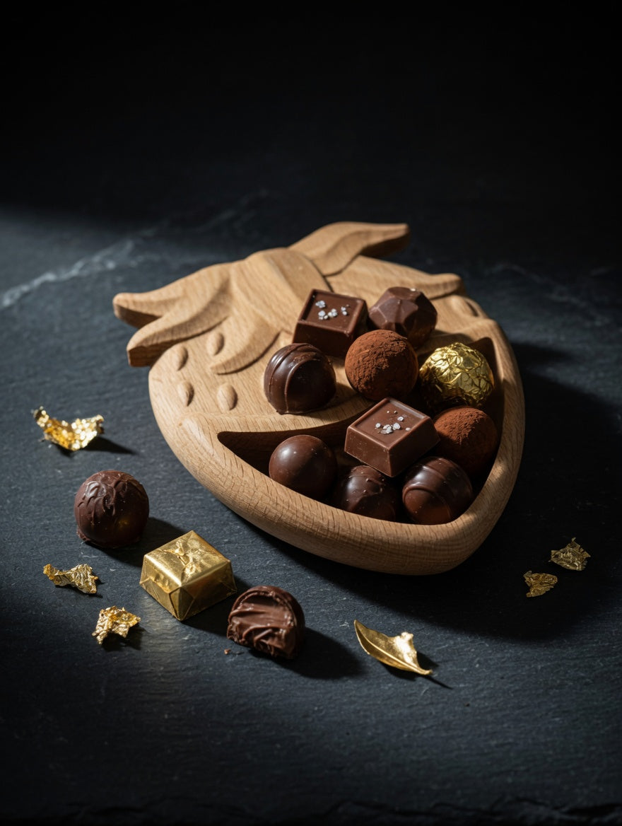 Hand Carved Wooden Candy Dish - Rustic Solid Wood Bowl | Strawberry Serving Bowl