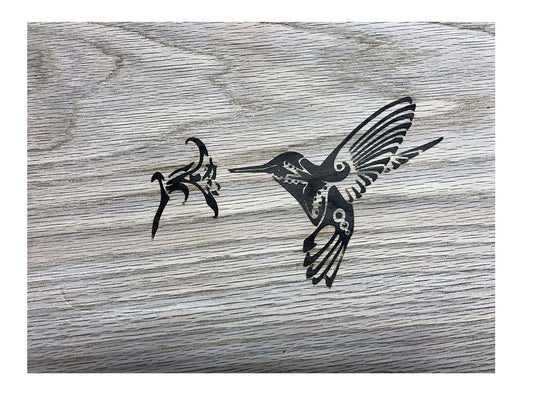 Hummingbird and Iris Inlayed cutting board