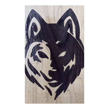 Personalized Cutting Board with a Wooden inlay of a Wolf's head